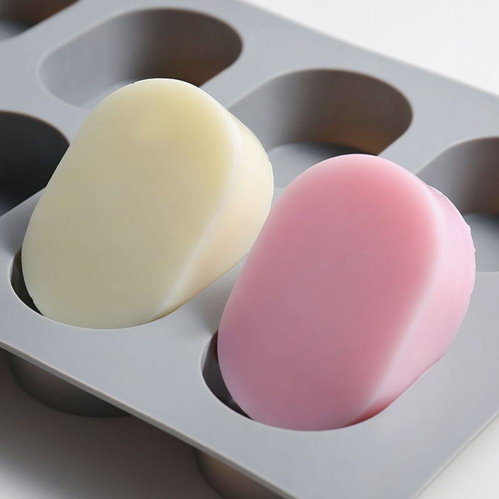 Solighter Cetakan Sabun Silikon 3D Multi Fungsi Oval DIY Craft 8rongga Perlengkapan Sabun