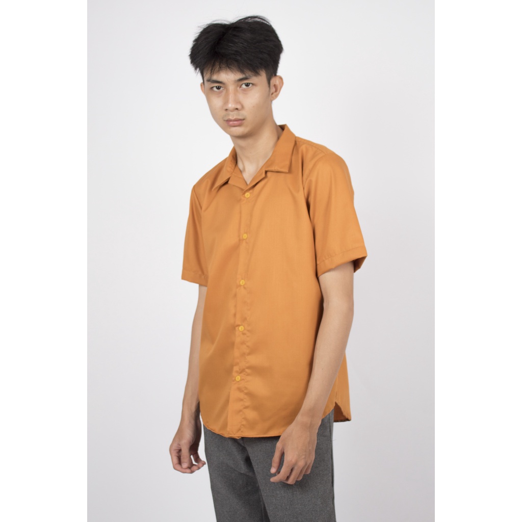 HIPNOP Saviq kemeja polos pria lengan pandek slim fit