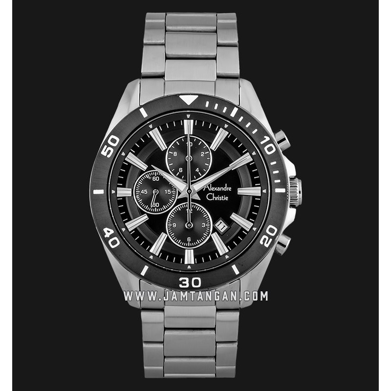 Alexandre Christie AC 6525 MC BTBBA Men Black Dial Stainless Steel Strap