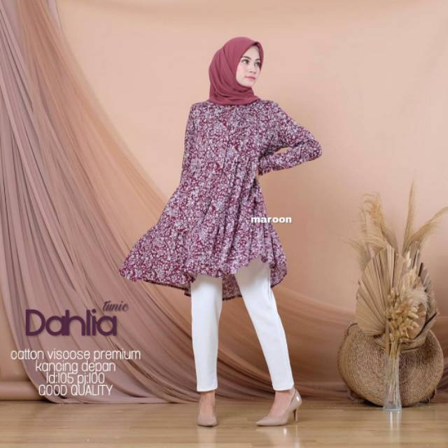 DAHLIA TUNIC HIJAB MURAH TUNIC MOTIF BUNGA