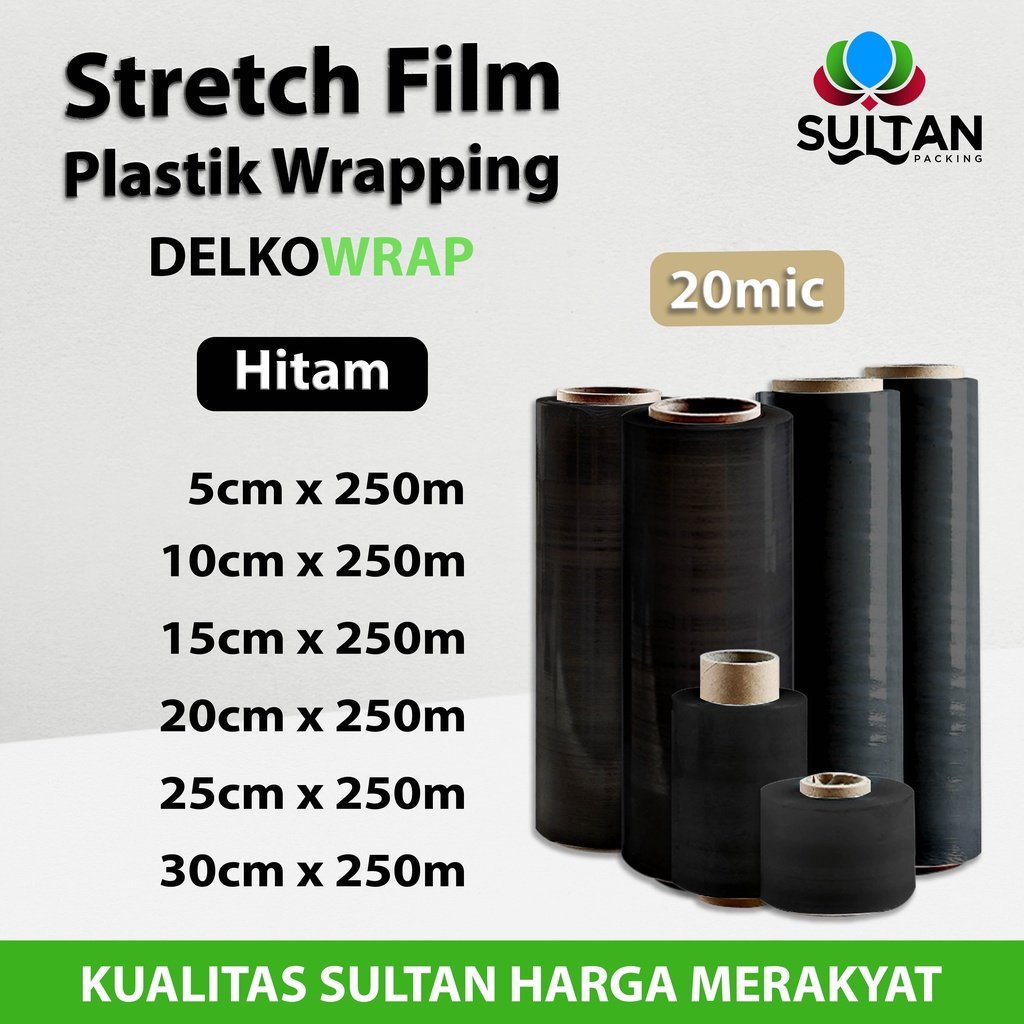 

Plastik Wrapping Stretch Film 250m DELKOWRAP WRAPPING HITAM SATUAN