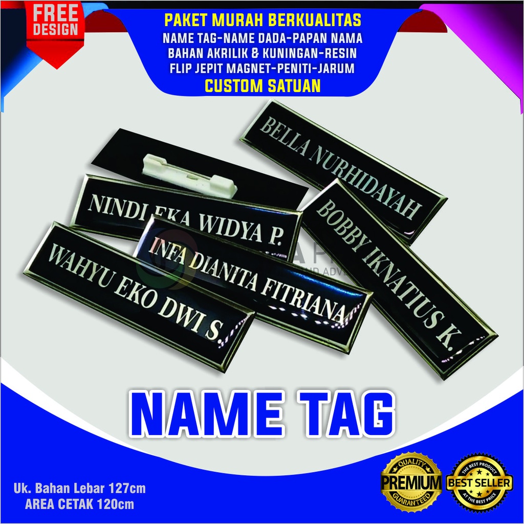 

Name Tag /Nama Dada/Papan Nama-Custom Satuan-Proses Cepat