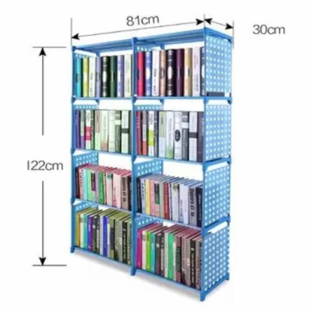 StarHome Rak Buku Portable 2 Sisi - Rak Serbaguna - Lemari Buku 2 Sisi - Abu-abu