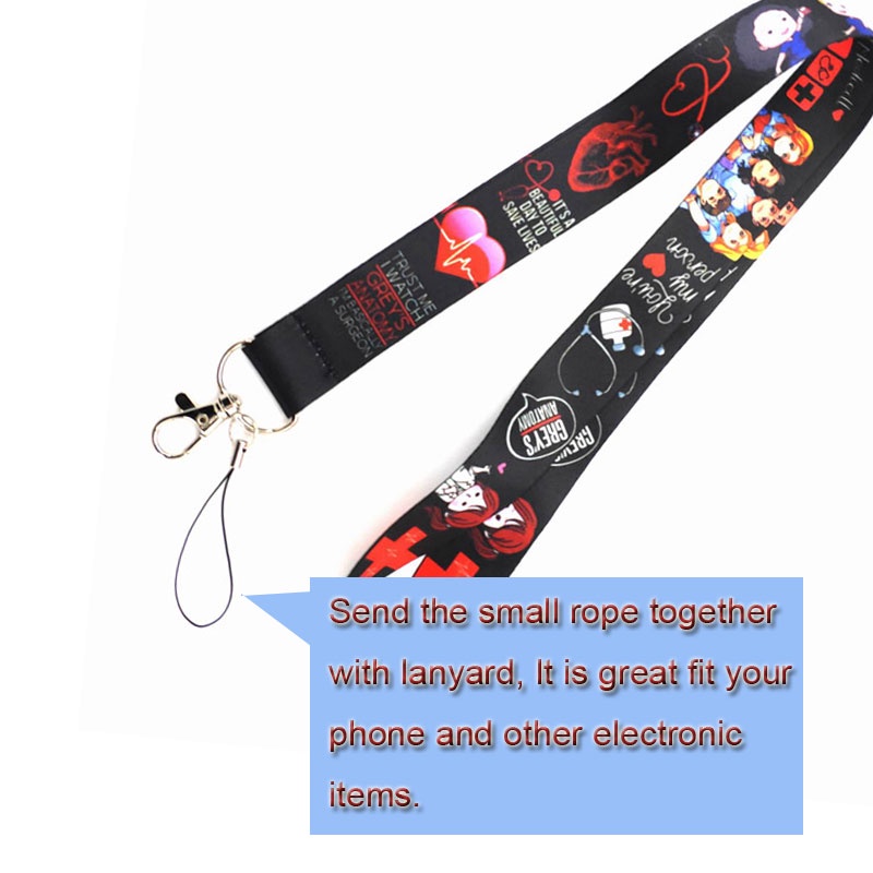 Grey 'S Anatomy Leher Lanyard dengan Lencana ID Case Pelindung Selempang Ponsel untuk Gantungan Kunci Selempang Kartu ID Anti Hilang pemegang Aksesoris