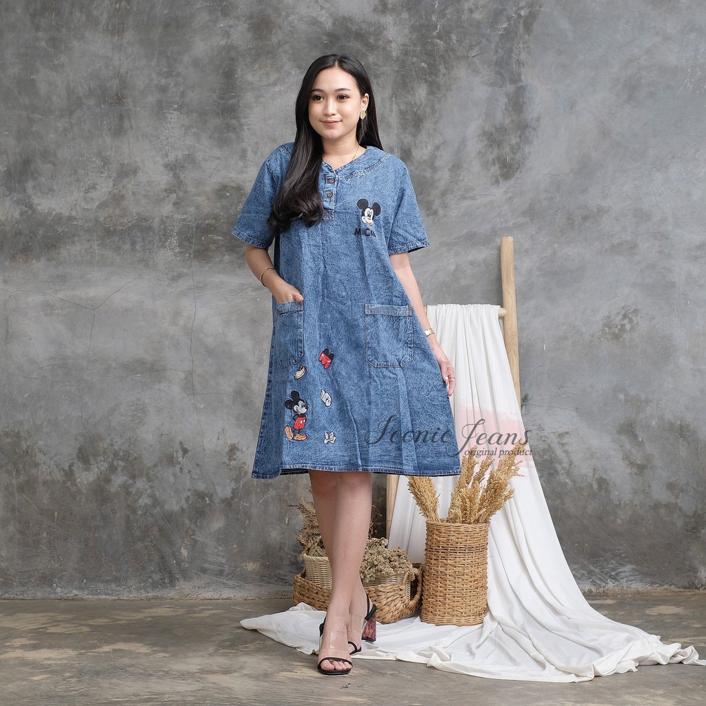 DENIM DRESS / DASTER JEANS/ DAILY WEAR/ SNOWBLUE SERIES BANYAK VARIAN MOTIF