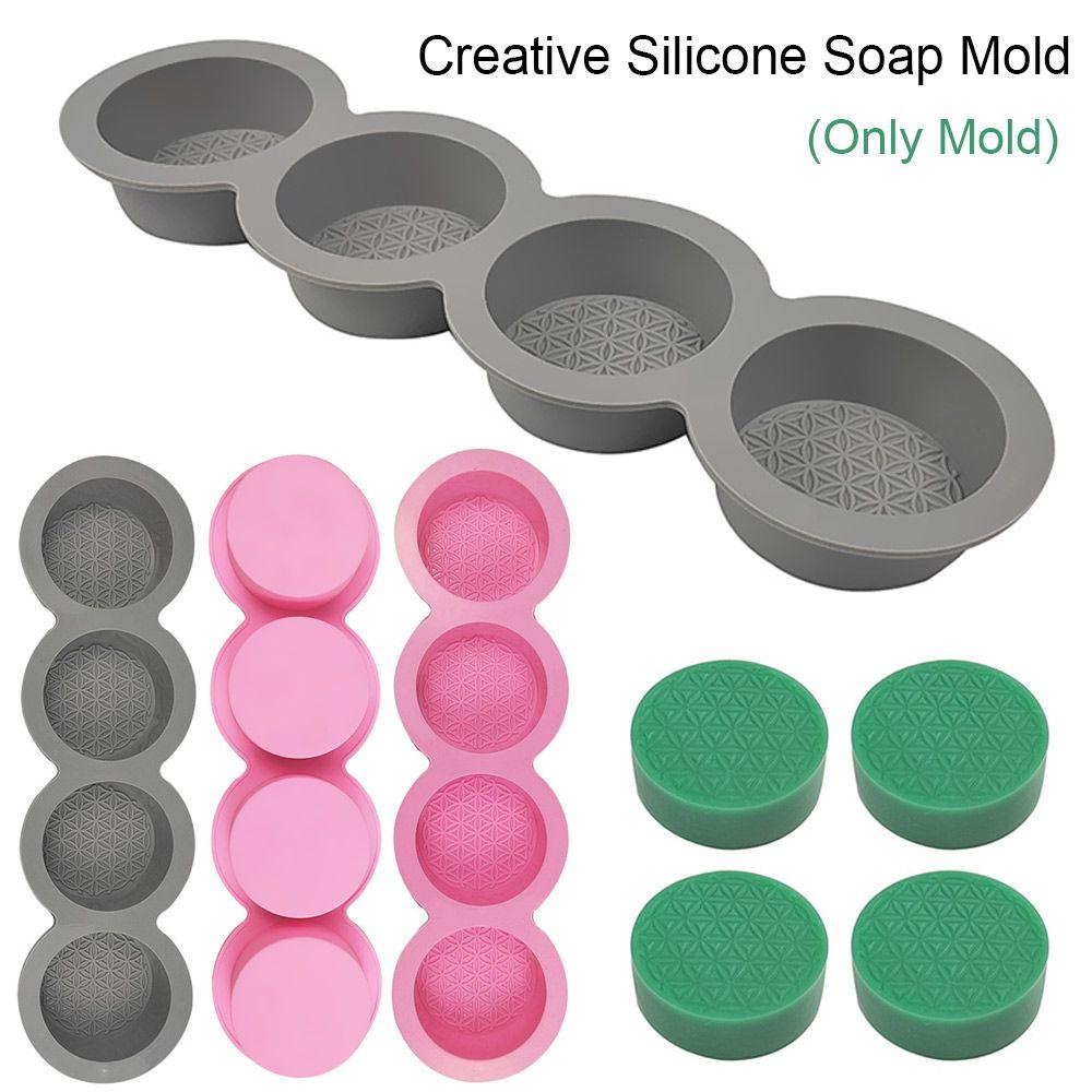 Preva Cetakan Sabun Silikon Membuat Perlengkapan Multi-Fungsi 3D Vintage Round Mold 4rongga Handmade Soaps Supplies