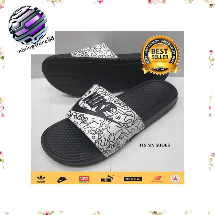 Sandal sendal pria SlopNike HitamKaret Import SL299