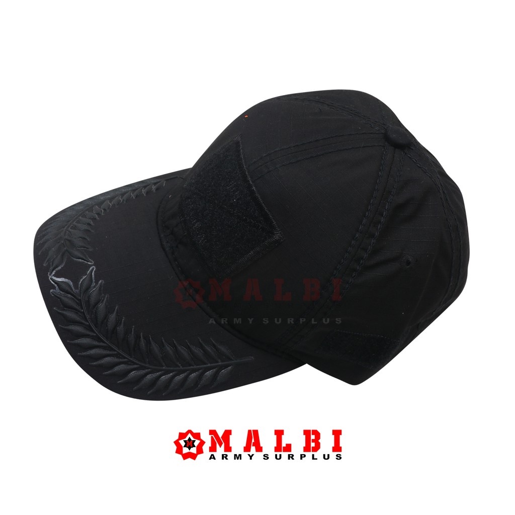 Topi Pamen Velcro Rekat Hitam Motif Padi