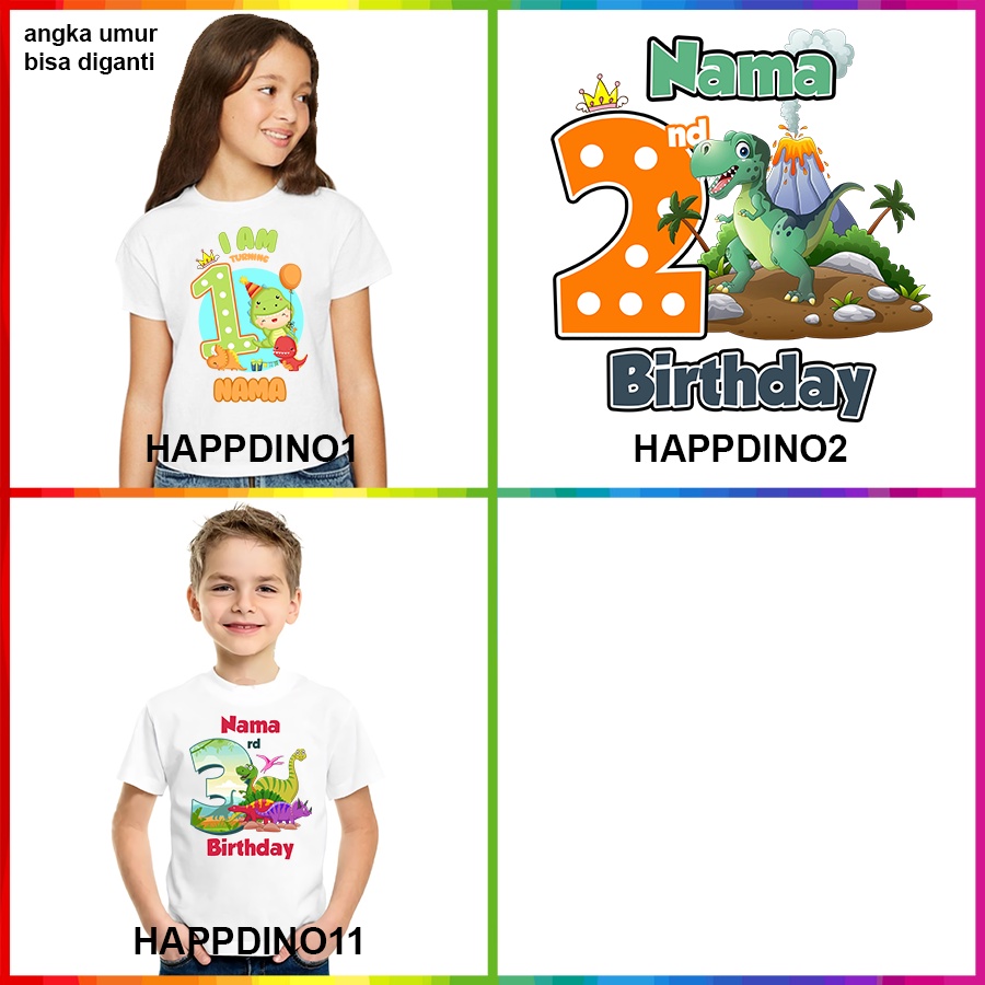 Kaos Ulang Tahun Dinosaurus Dino ULTAH COUPLE ANAK DAN DEWASA