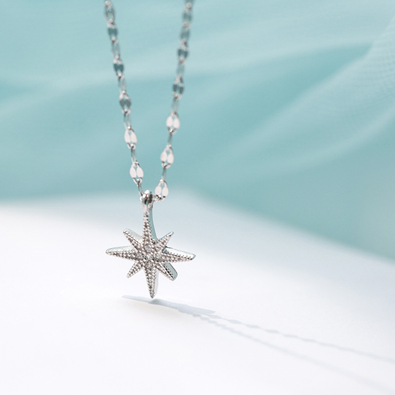 Korean Simple Double Layer Star Moon Charm Necklace Delicate Clavicle Chain Zircon Necklace for Women Jewelry