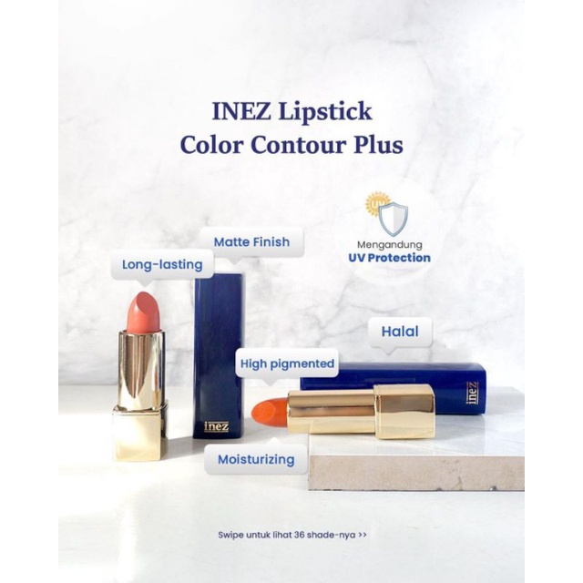 Inez Color Contour Plus Lipstick moisture matte lipstik padat