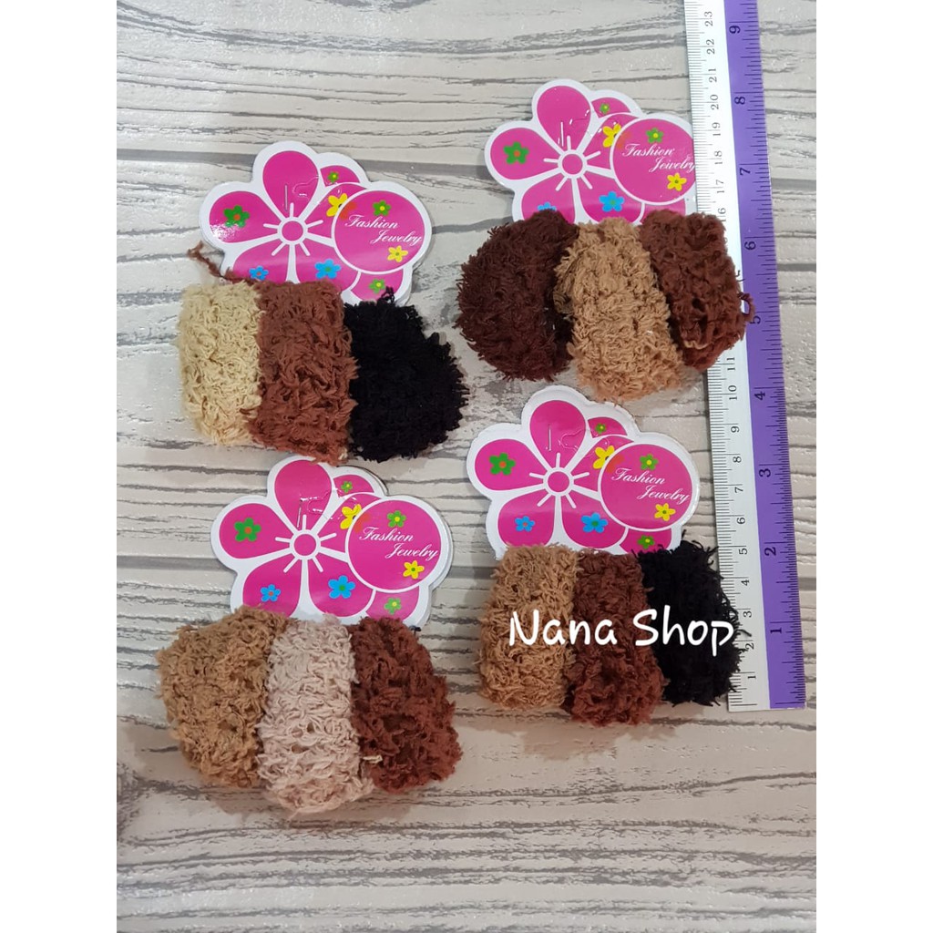 KARET DONAT SET 3 KAPAS WARNA/KUNCIR RAMBUT/IKAT RAMBUT/HAIRBAND-1