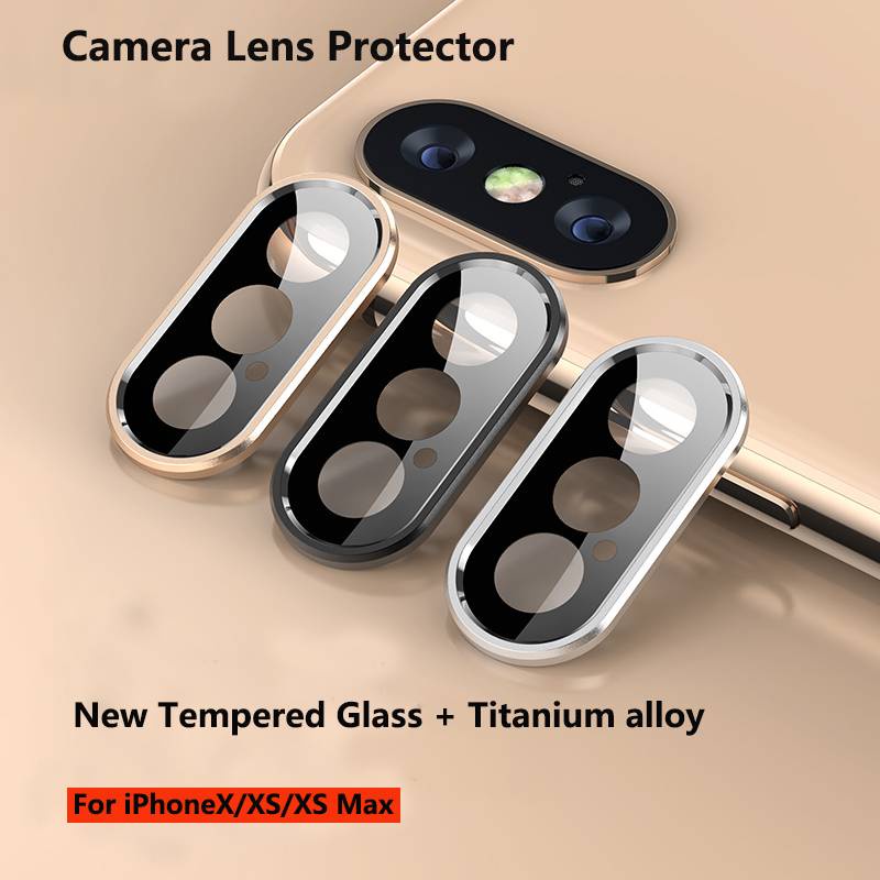 Pelindung Lensa Kamera Belakang Bahan Metal + Tempered Glass Untuk Iphone X Xs Max Xr