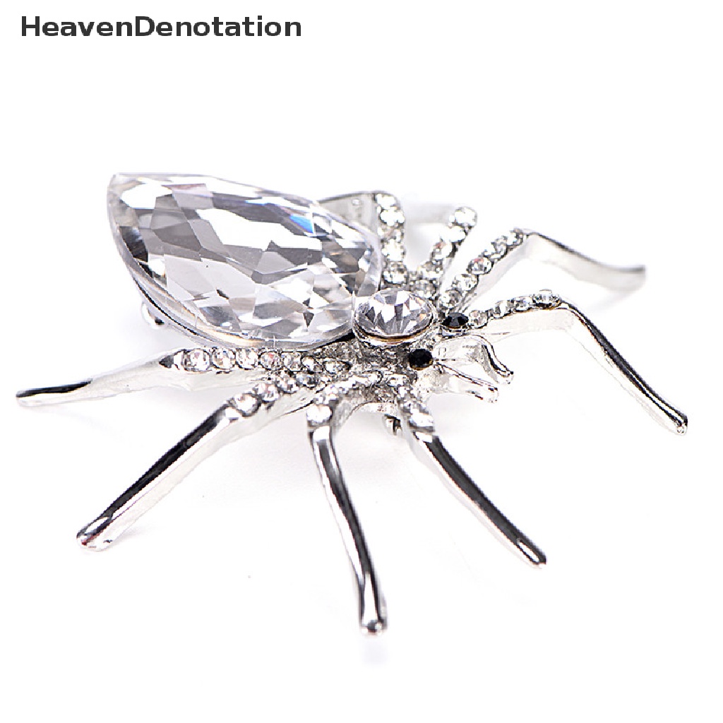 [HeavenDenotation] White Spider Silver Plated Fashion Brooches Jewelry Elegant Crystal Brooch Pin