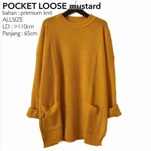 Sweater Pocket LOOSE Saku l Sweater Rajut l Pakaian Rajut Wanita l Rajut Keren Murah l Rajut Cewek