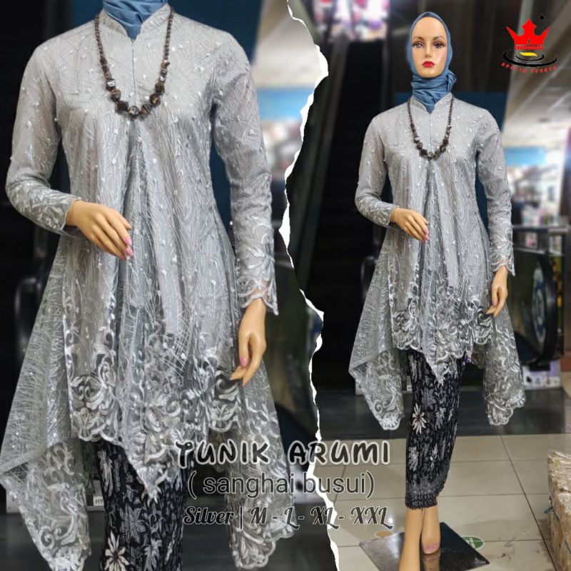 IndahKebaya | SETELAN KEBAYA SANGHAI BUSUI JUMBO / KEBAYA TILLE TUNIK /  BAJU MODERN RESLETING DEPAN