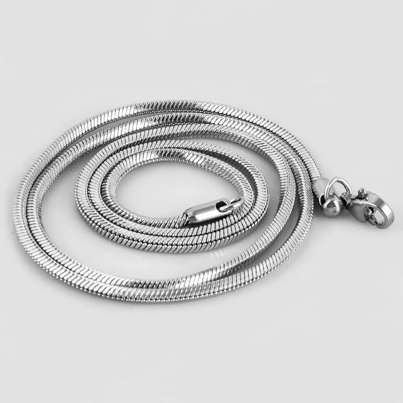 Kalung titanium Anti Karat Model Kotak Silver 45cm|50cm|60cm