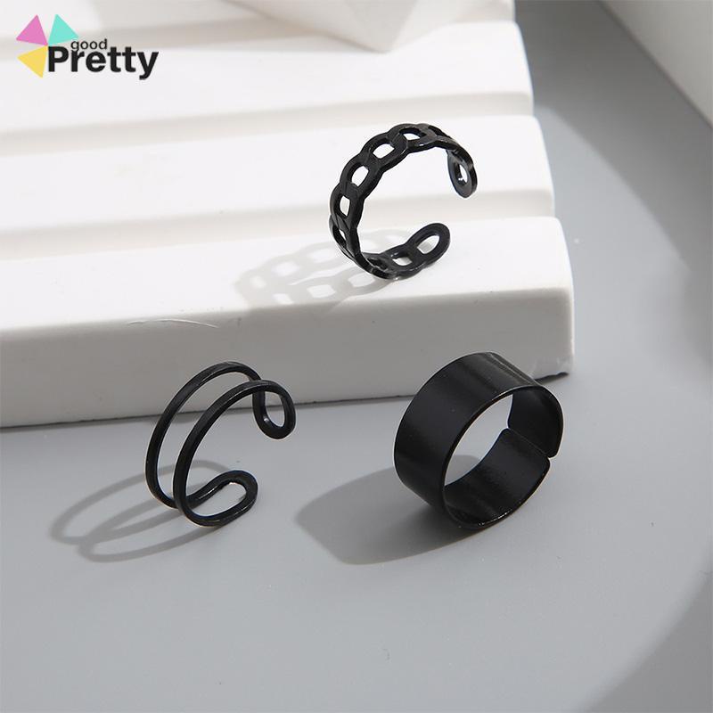 3pcs / Set Cincin Jari Knuckle Gaya Vintage Punk Hip-Hop Korea Untuk Pria Dan Wanita - PD