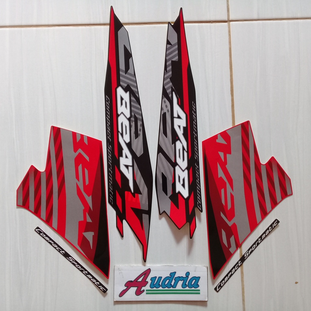Striping Stiker Motor Honda Beat fi New 2021 Hitam-merah