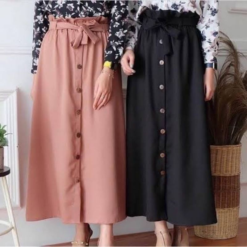 Rok kancing bahan moscrepe