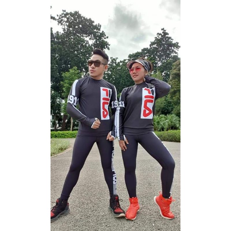 Baju Senam Wanita Pria Sxb Filla Block New Series Longsleeve Legging Zumba Yoga Aerobik