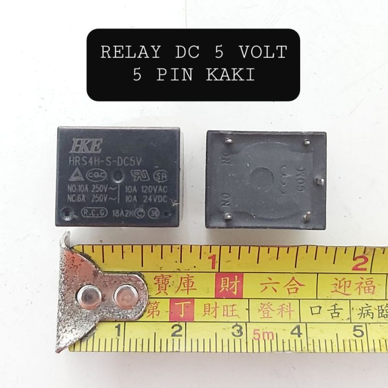 RELAY DC 5 VOLT 5 PIN KAKI 10A