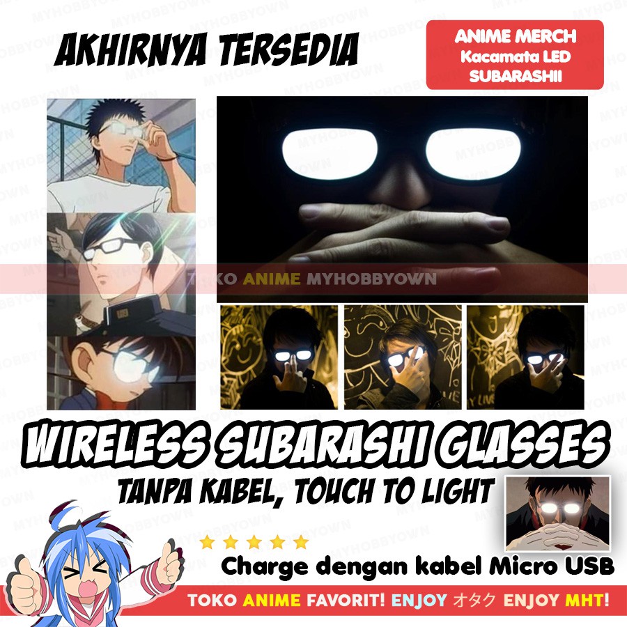 Kacamata Subarashii LED Party Halloween Kostum Cosplay Anime Detective Conan Sakamoto Wibu