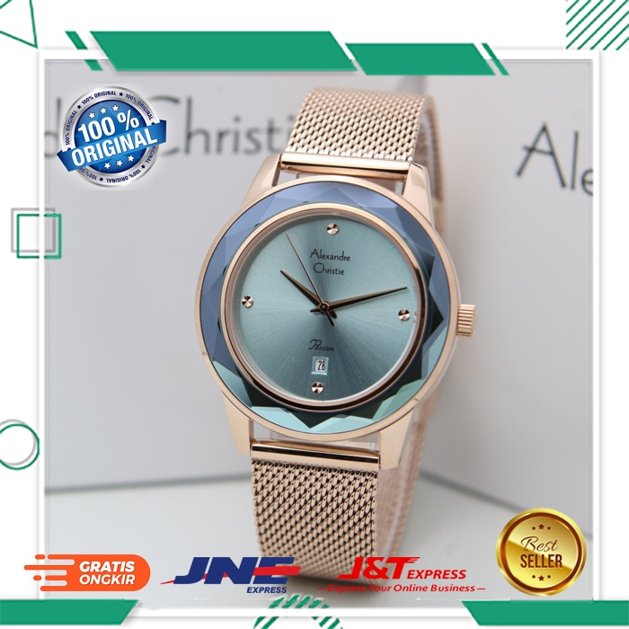 JAM TANGAN ALEXANDRE CHRISTIE ALEXANDER CHRISTIE WANITA CEWEK ORIGINAL ORI AC 2908 ROSEGOLD BLUE