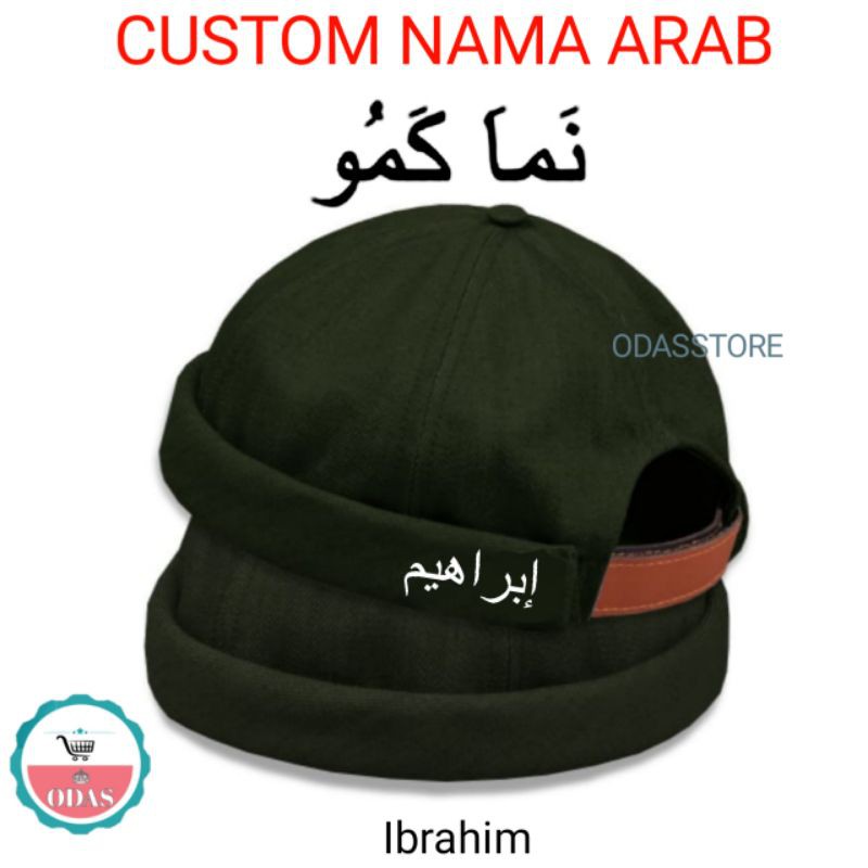 Custom Bordir nama Arab peci anak &amp; dewasa Peci UAS topi mika hat Premium