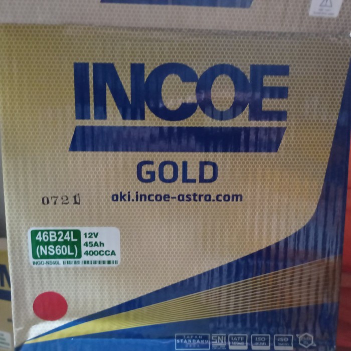 {BEKAS} aki mobil incoe gold type NS60L 12v-45amper khusus  Diskon