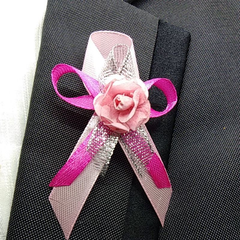 Korsase Bunga tanda panitia pink silver Corsage panitia pink