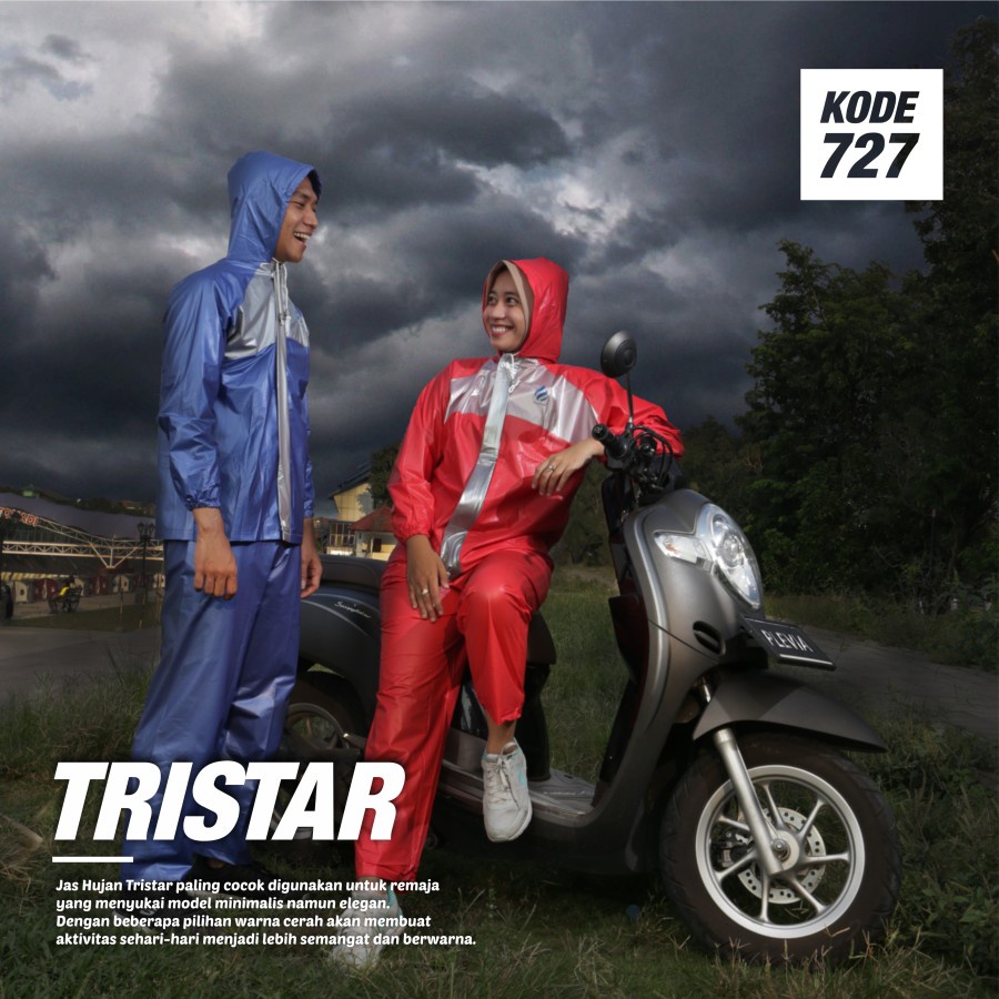 Jas Hujan stelan remaja TRISTAR 727 Plevia jaket celana setelan remaja