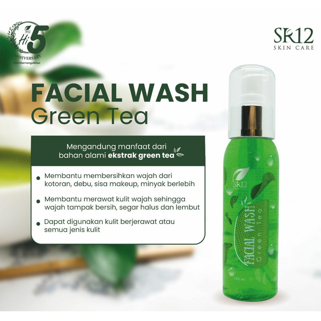 SABUN WAJAH GREEN TEA SR12 | MENCERAHKAN WAJAH | FACIAL WASH GREENTEA | SABUN SEMUA JENIS KULIT  BPOM