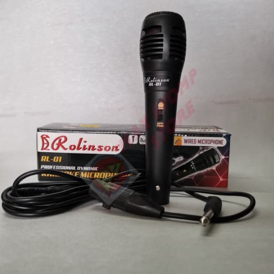 Mic Dynamic Wire Rolinson RL-01 Microphone Kabel Karaoke Mikrofon switch on off Berkualitas