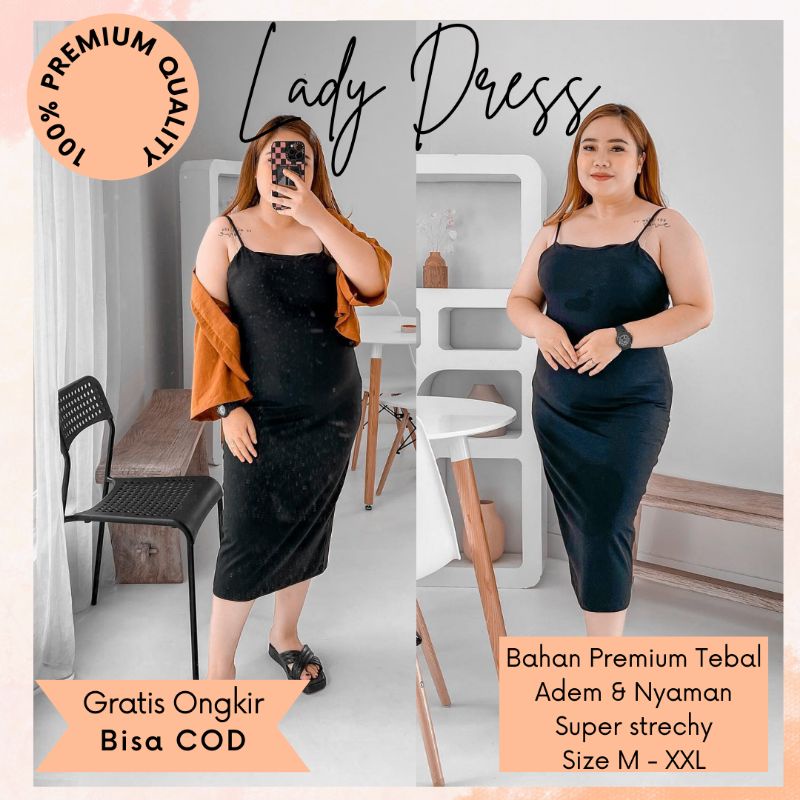 Lady Bodycon Dress Tanktop Dress M L XL XXL Size Medium Jumbo Polos Bodycon Dress Big Size Dress Kao