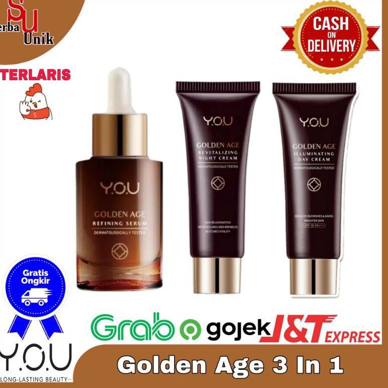 Kekinian.. YOU Golden Age Series Paket 3 In 1 Refining Serum/Day Cream 18gr/Night Cream 18gr F9K