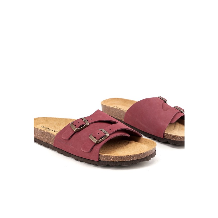 SANDAL SLIDE KULIT GRUNLAND WANITA ORIGINAL FLAT CASUAL MERAH GRW29