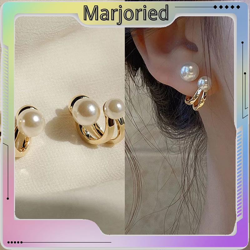 Anting Stud S925 Silver Needle Aksen Mutiara Gaya Korea Untuk Wanita-MJD