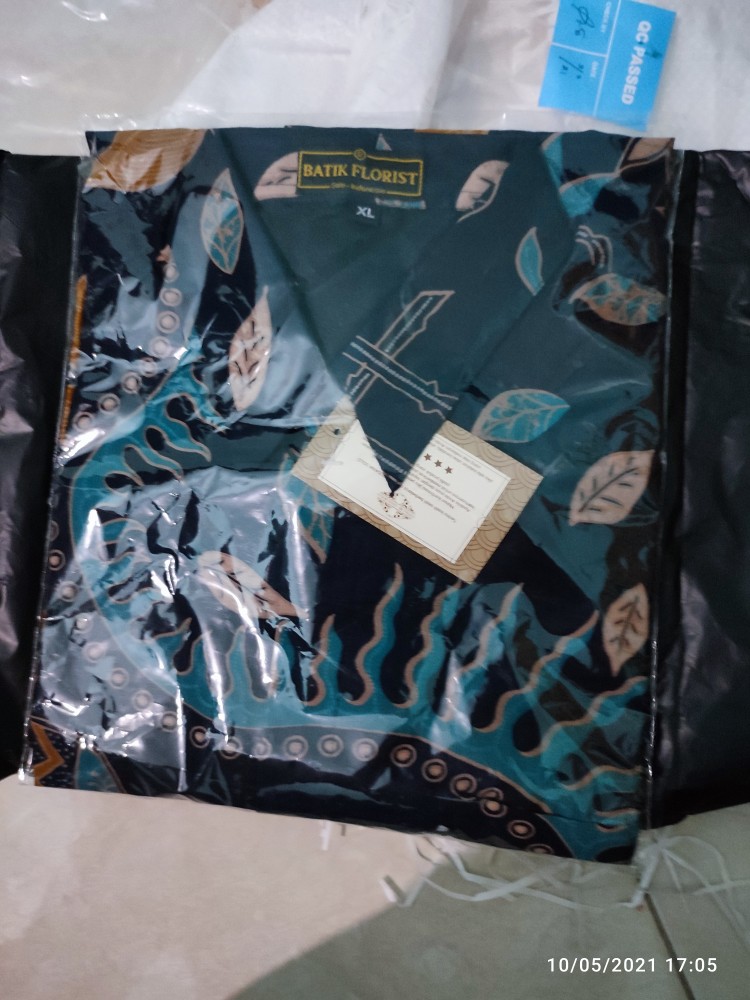 Purbo Mukti Navy Kemeja Batik Pria Full Furing Bahan Katun Cabut Primisima