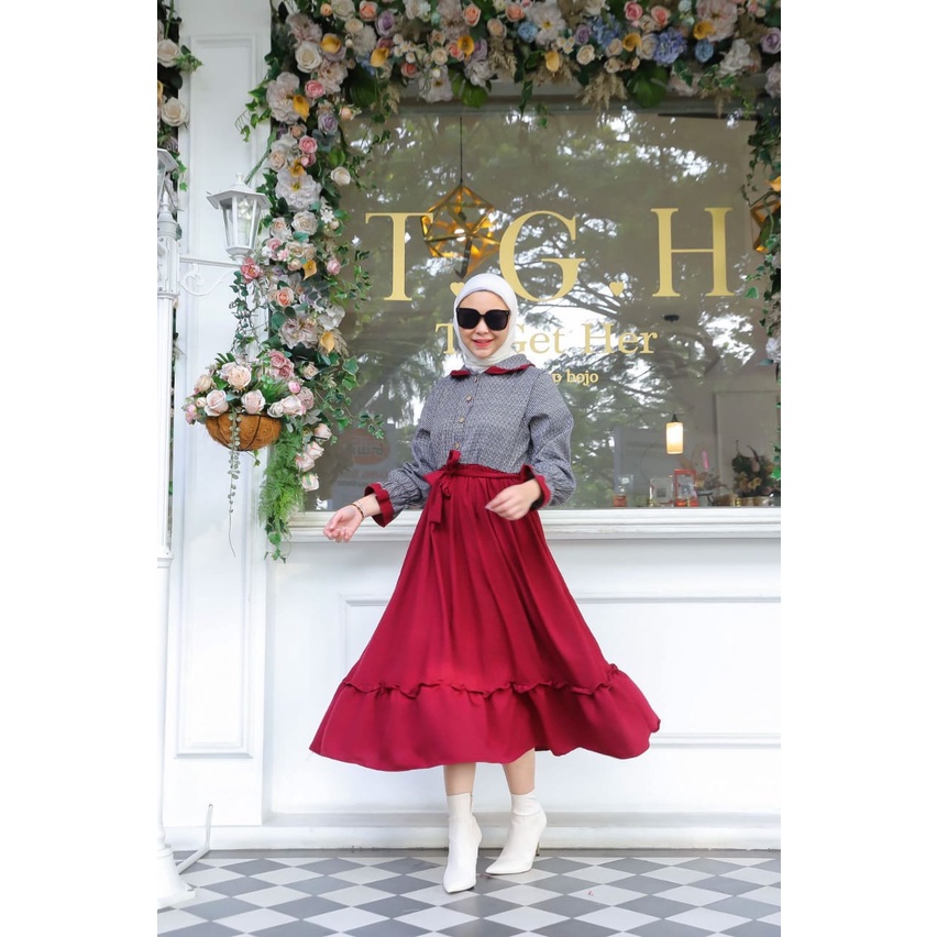 viola midi dress katun crinclw busui linen import