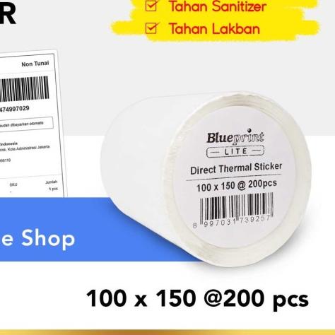 

☇ Direct Thermal Sticker Label Resi BLUEPRINT Lite 100x150 mm 200Pcs Ω