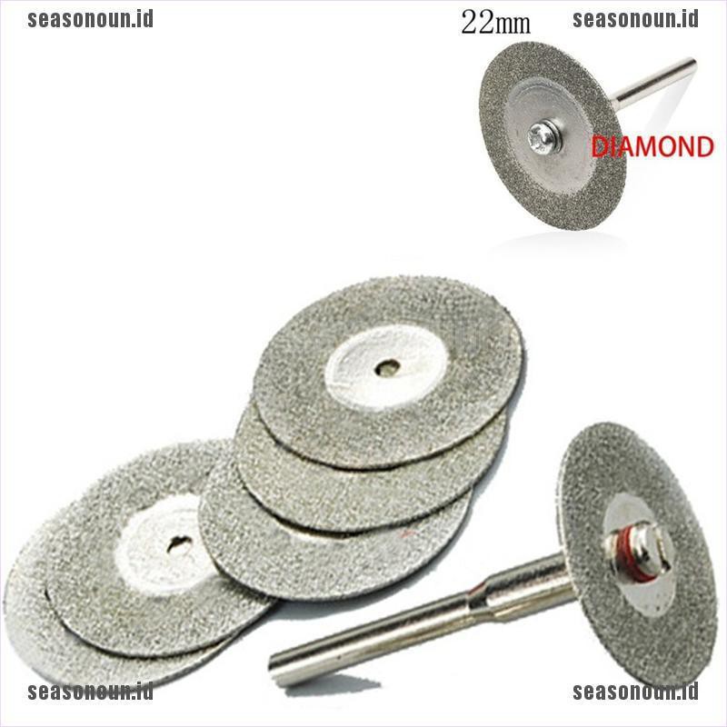 (sea) 5pcs 22mm Mata Bor Diamond cutting + 1 Mandrel Untuk Dremel