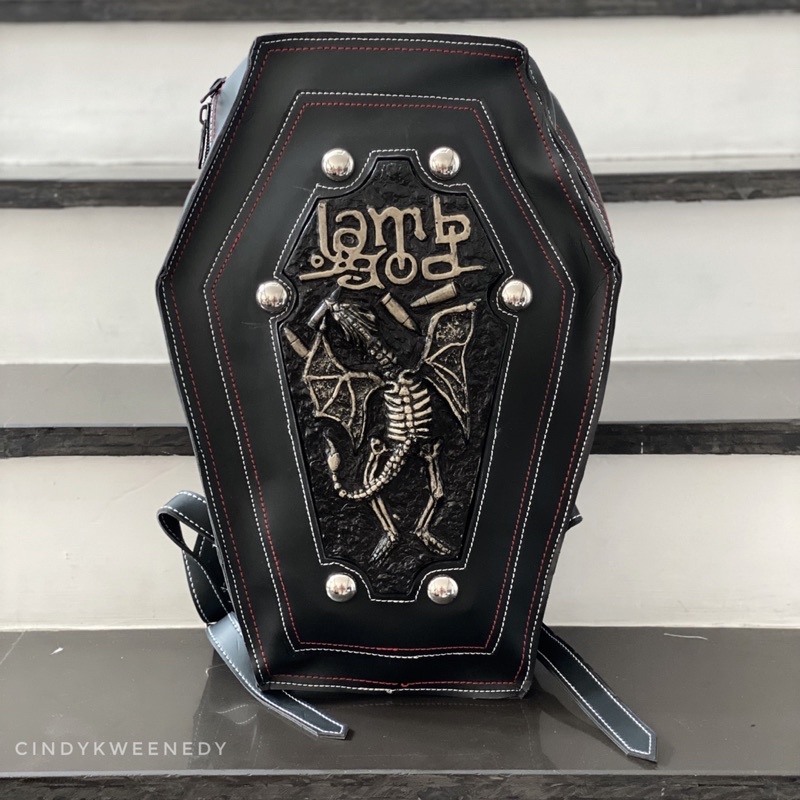 Tas ransel tas punggung pria Lamb of God model peti skull punk (tengkorak)  rageee