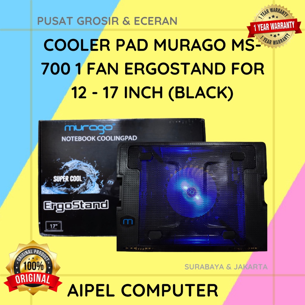 MS700 | COOLER PAD MURAGO MS-700 1 FAN ERGOSTAND FOR 12 – 17 INCH (BLACK)