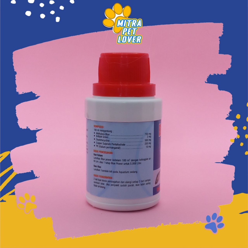 OBAT IKAN ANTI JAMUR VIRUS BAKTERI KUMAN DAN PARASIT - BLUE POWER 125 ML - UNTUK AIR AQUARIUM KOLAM - OBAT GATAL LUKA STRESS SIRIP PECAH - ANIMAL FISH HEALTHCARE AND VETERINARY TAMASINDO KESEHATAN DAN VITAMIN TERNAK HEWAN BINATANG PELIHARAAN MITRAPETLOVER