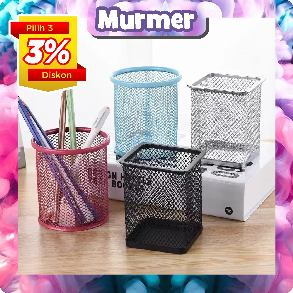 

MurmerOfficial Basket Tempat Pena / Pensil Bulat Persegi Alat Tulis Kantor R010