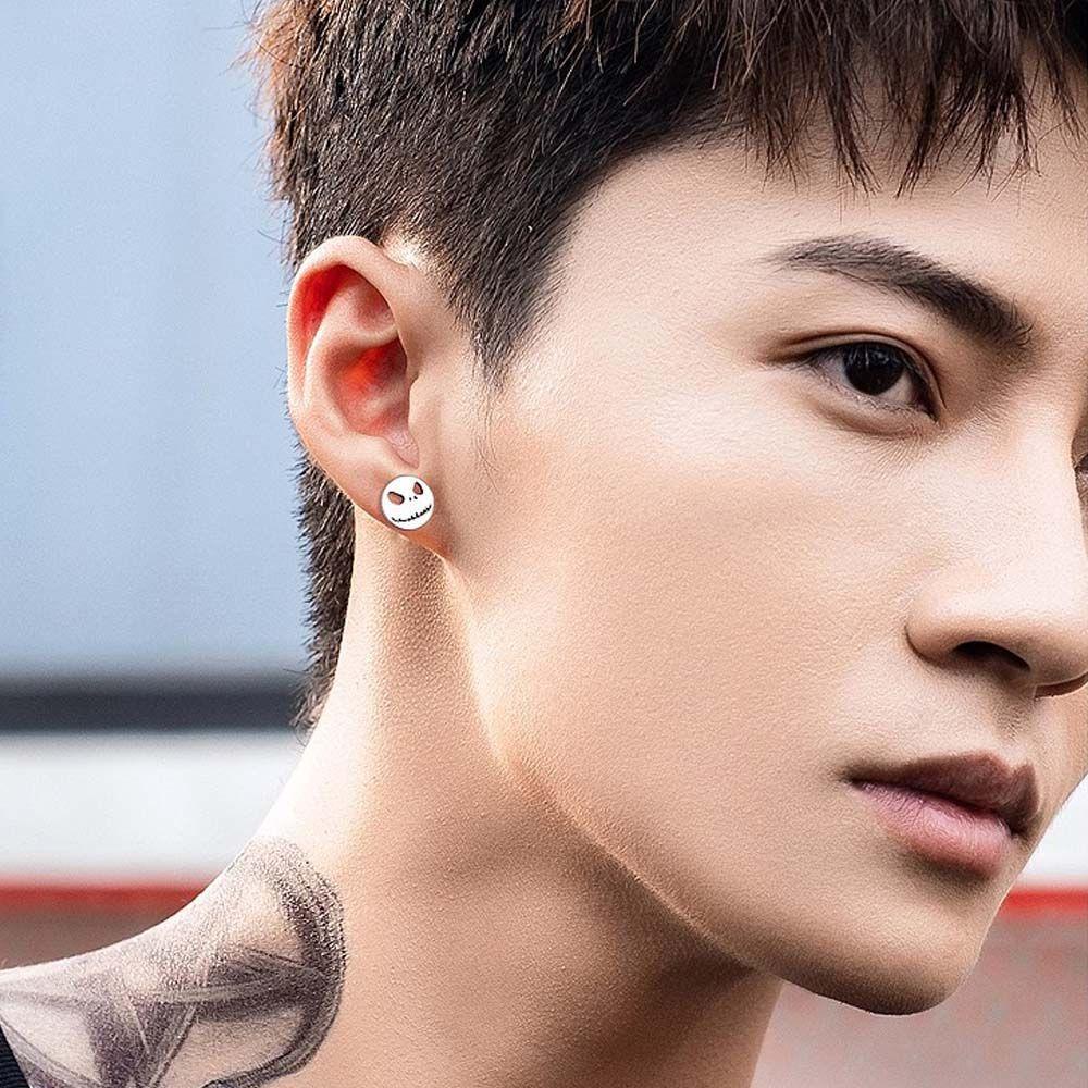 Mxbeauty Pria Stud Earrings Hip Pop Vintage Dumbbell Sekrup Fashion Perhiasan Kepribadian Kerangka Gaya Korea Earrings