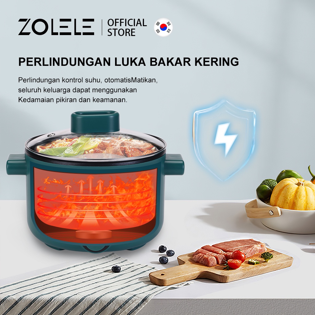 ZOLELE Panci Listrik Multifungsi 3 In 1 Electric Cooker Pot Panci Presto Penanak Nasi Cooker Magiccom Low Carbo Kecil Portable Digital Non Stick Steamer Food Cooker Fry Pan Kukus Deep Fryer Steamer ZC002