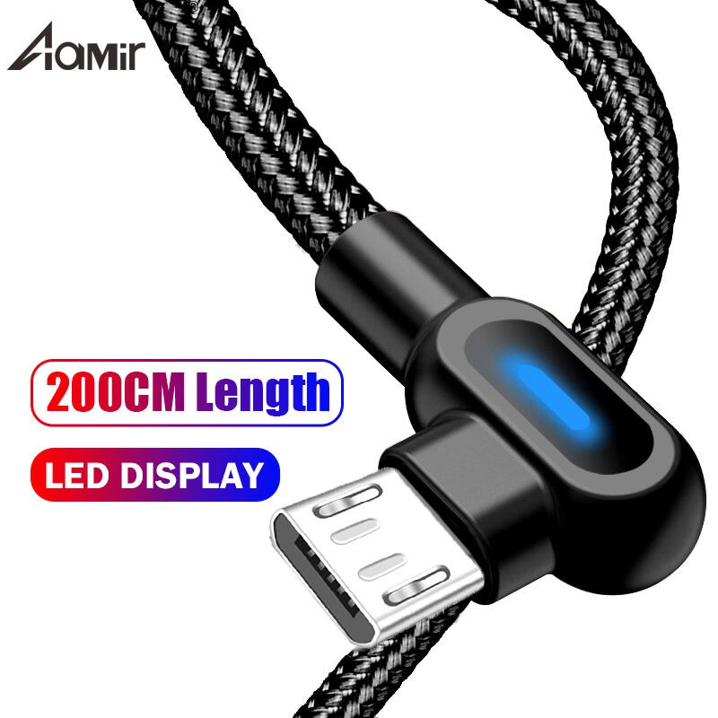Aamir Kabel Data Pengisian Daya Cepat 90 Derajat 2M untuk Android Apple T-C