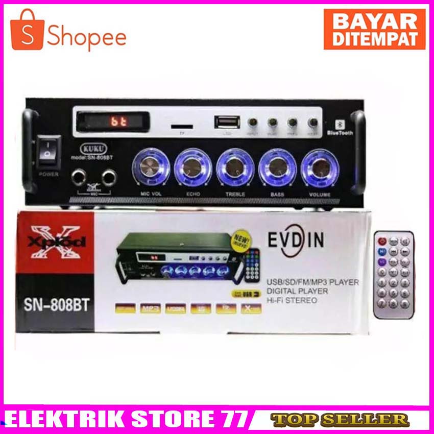 Amplifier FLECO AK-808BT Bluetooth Stereo Ampli + USB + FM Radio